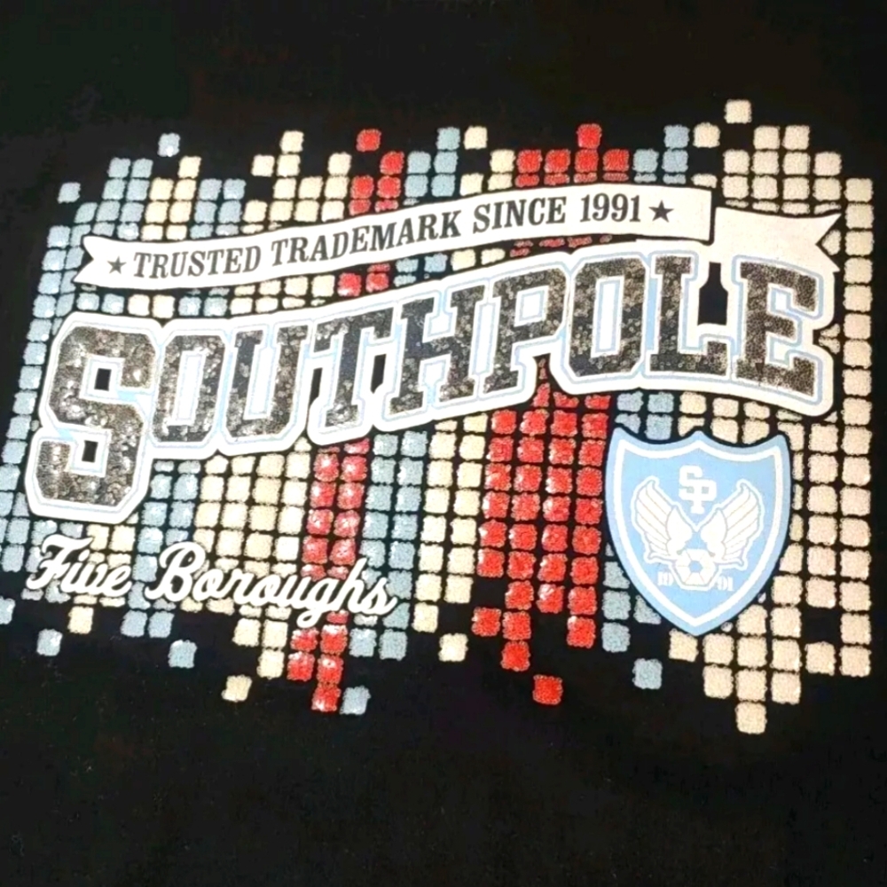 Southpole Tee Adult XL Y2k Vintage Graphic T-shirt Hipster Black Distressed Rap